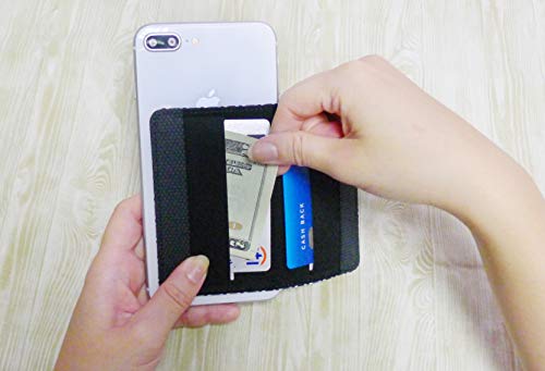 Image of Tainada Stick On 3M Adhesive Flip Card Holder Multi-Card Slot Wallet ID, Credit Card Cash with Phone Stand Function for Apple iPhone, Samsung Galaxy, Android Cell Phones + Bonus Cord Wrapper (Brown)