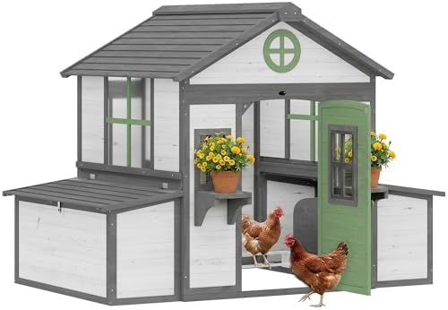 PawHut Wooden Chicken Coop Chicken House, 2-4 Hens, 72" x 50" x 5...
