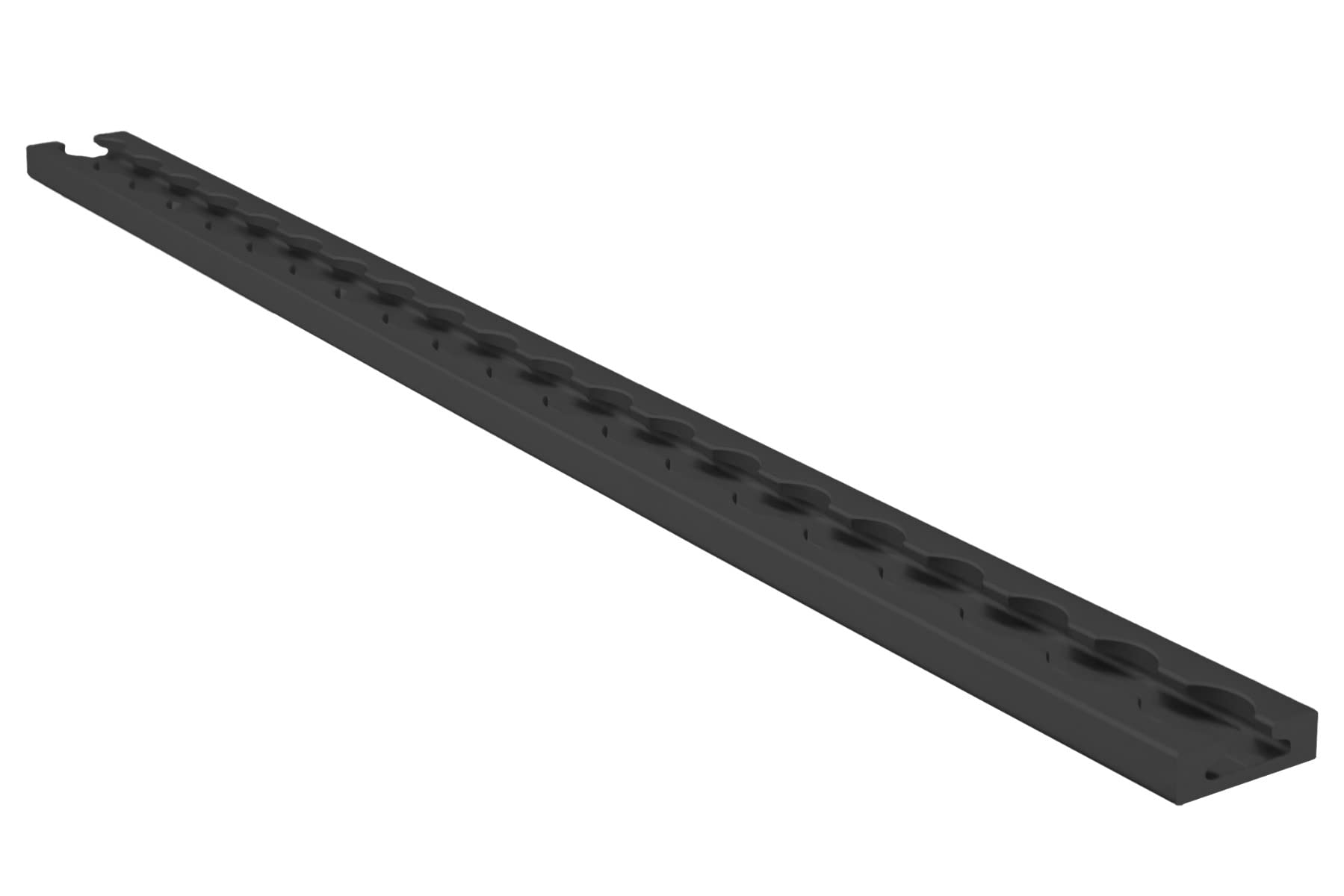 Airlineschiene 1000 mm schwarz, eckig, gebohrt für Transporter | Aluminium-Zurrschiene KTL-beschichtet, kompatibel mit Fittingen | Länge: 1000 mm; Breite: 34 mm; Höhe: 9,6 mm