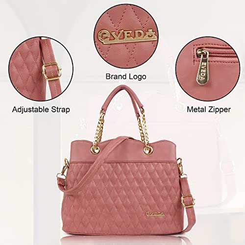 Image of EVEDA Synthetic Vegan Leather Classic Chain Strap Top Handle Handheld Shoulder Crossbody Water Resistant Handbag For Women