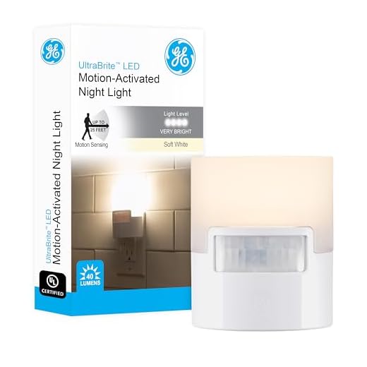 GE Enbrighten LED Motion Sensor Night Light, Plug-in, 40 Lumens, Warm White, UL-Certified, Energy Efficient, Ideal Nightlight for Bedroom, Bathroom, Kitchen, Hallway, 12201, White, 1 Pack