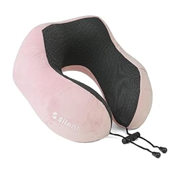 Travesseiro Apoio Encosto de Pescoço Silent para Viagem Ergonômico em Forma de U - Travesseiro,ótimo para viajar,dormir, relaxar em casa e no trabalho (rosa)