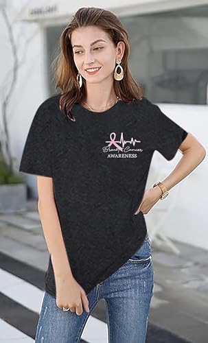 Women Breast Cancer Awareness Shirts: Pink Ribbon Cure Cancer Awareness T-Shirt - Inspirational Fight Boxing Tee Top4