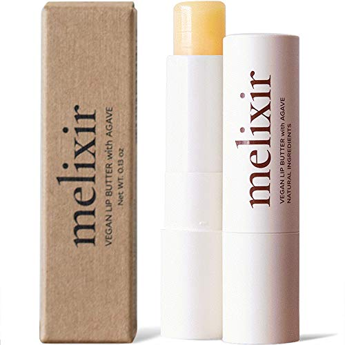 MELIXIR Vegan Lip Butter #01 Agave(Clear) (+7 more colors) 0.13oz, Bee Free, Petrolatum Free, Deep Nourishing Plant-Based Vegan Chapstick, Vegan Lip Balm for Dry, Cracked and Chapped Lips