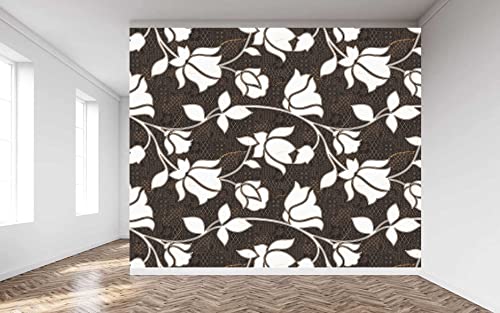 Image of CABANA HOMES Wall Stickers Botanical DIY Flower Wallpaper for Decals (45 x 125 cm, 1 Roll) (6 sq. ft) Decorative Self Adhesive Home Decor Bedroom Living Room, Dark Brown