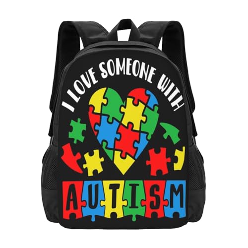 Autism Awareness Backbags Large Adjustable Backpack Lightweight Daypack for Men Women 16.5 Inches