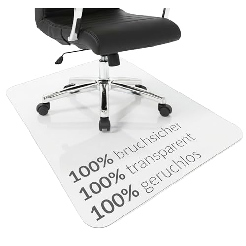 Floordirekt Secura - Base para silla de oficina (80 x 118 cm, 5 mm, irrompible, transparente, para parqué, laminado y alfombra), color negro