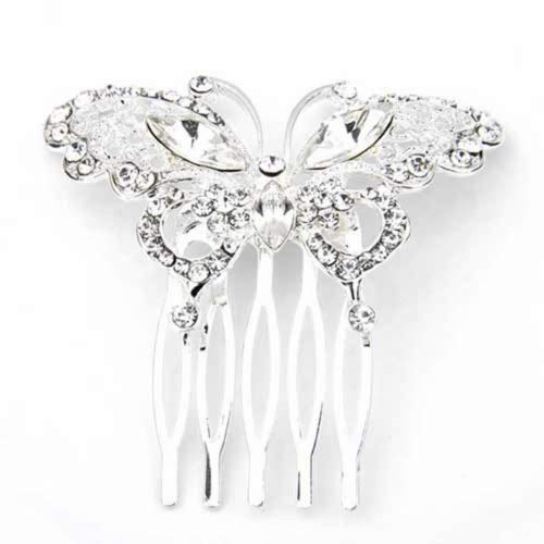 Preisvergleich Produktbild skyllc® Versilbert Strass Haarkamm Einsteckkamm Steckkamm Brautschmuck Hochzeit