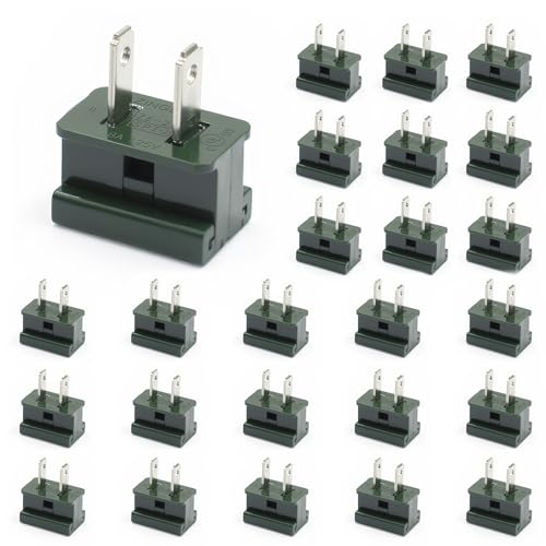 Male Vampire Plug SPT-2 Green, Slide-in Zipper Plug for Christmas Party Lighting Power Plugs (25 pcs SPT2 Size Cable)