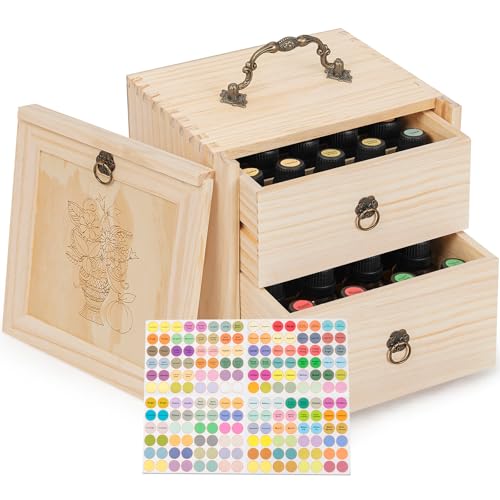 TORIBIO Essential Oil Storage Holder Organizer for 40 Bottles, Wooden
