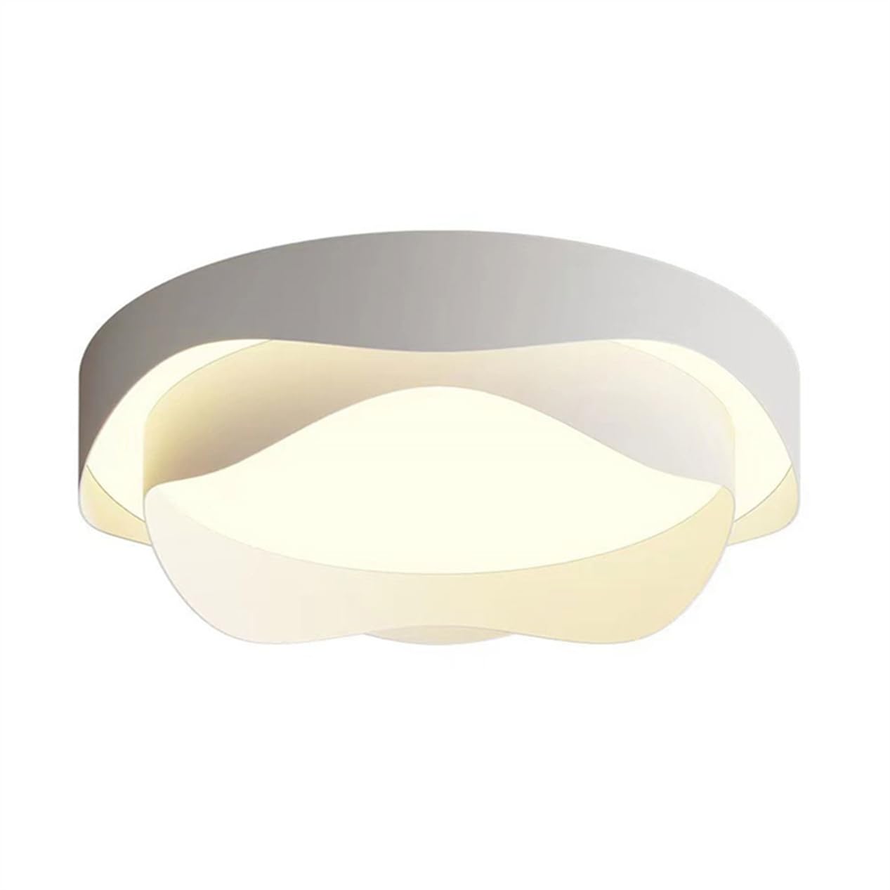 JXYDJH Modern White Flush Mount Ceiling Light 23.6 Inch | 110v Round Lighting Minimalist Ceiling Lamp Acrylic Shade Wrought Iron Ceiling Lamp for Bedroom Living Room Kitchen Entryway - 36W