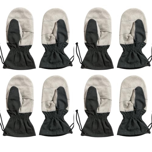 Image of White Tech Rappelling Mitten Gloves (4Pair) Slithering Mittens Gloves Heavy-Duty Leather Anti-Slip Lightweight Perfect for Zip line Climbing Activities & Military Training