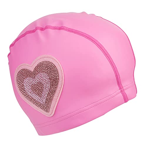 Bonnet de bain silicone enfant Bling2o rose fini les cheveux tirés à la piscine