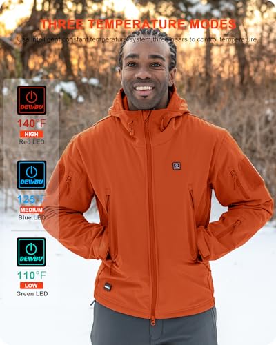 Image of DEWBU Heated Jacket for Men with 12V Battery Pack Winter Outdoor Soft Shell Electric Heating Coat
