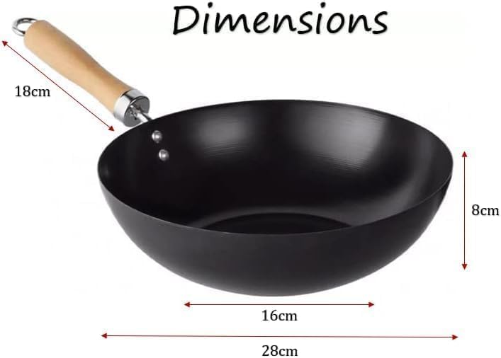 Image of Lucario Carbon Steel Wok Wok Pan, Non-Stick Surface Woks & Stir-Fry Pans Pre-Seasoned Chinese Wok Pan for Induction, Electric, Gas Stoves Cooking (28CM,11.02 inch)