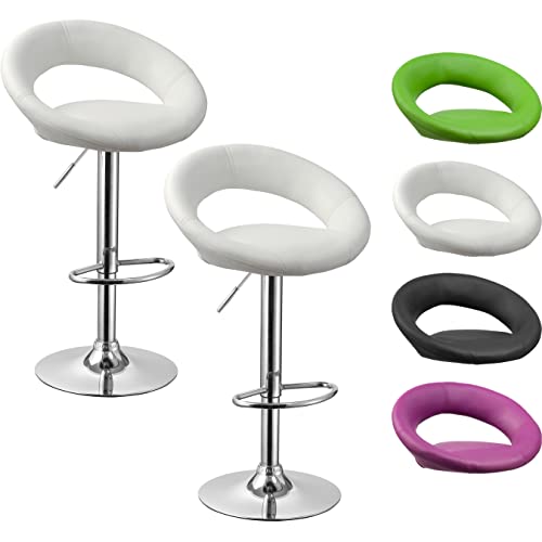 Beltom® 2 SGABELLI DA BAR E CUCINA CON PENISOLA REGOLABILI IN ALTEZZA SEDIA GIREVOLE PER PIZZERIE PUB RISTORANTI HOTEL SOGGIORNO UFFICIO - MODELLO Beauty - X2-Bianco