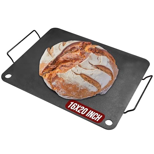 Cooking Steel for Oven Sourdough, 16 inch x 20 inch, Detachable Handle, Heavy-Duty Pizza Baking Steel For Oven, Good for Bread