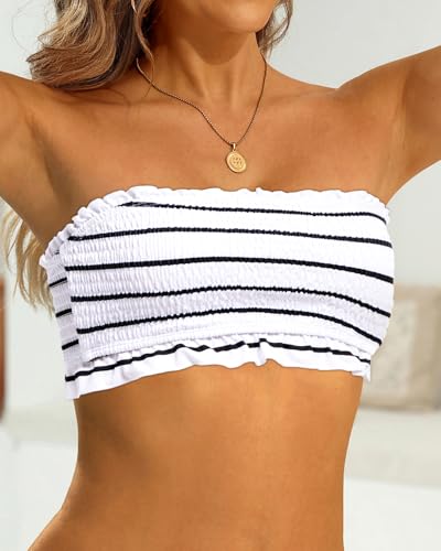 Image of Aqua Eve Women Strapless Bikini Top Only Bandeau Swim Top Tube Top Swimsuit