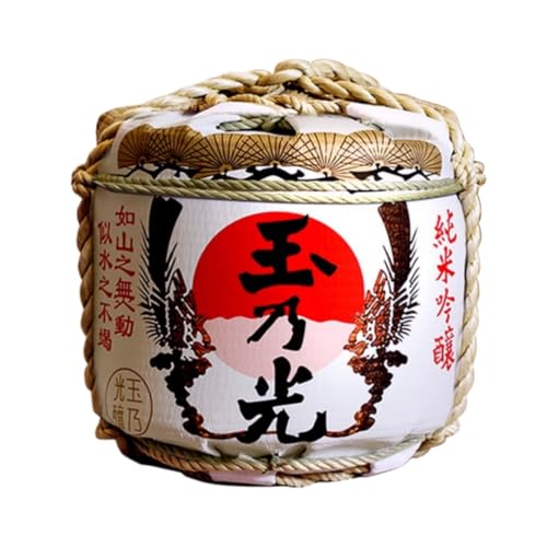 lzysmxw ミニ樽 日本酒樽 大黒猫柄 置物 寿司レストラン 居酒屋 寿司レストラン 装飾ツール 酒樽 樽モデル 模型 ディスプレイ イベント用プレゼント 飲食店 開店祝い 周年祝い 贈り物 (A,24cm)