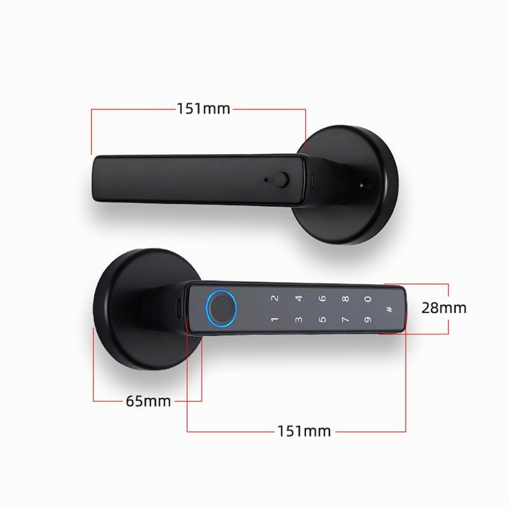 Serrure de porte intelligente 4 en 1 avec empreinte digitale, poignée, et 4 façons de déverrouiller