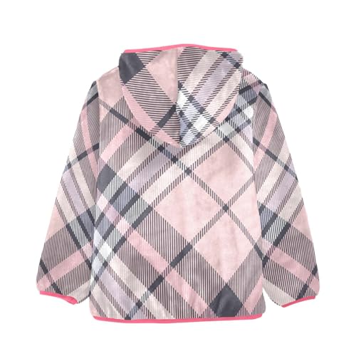 GuoChe Buffalo Plaid Check Tartan Scotland Pink Toddler Girl Fleece Jacket2