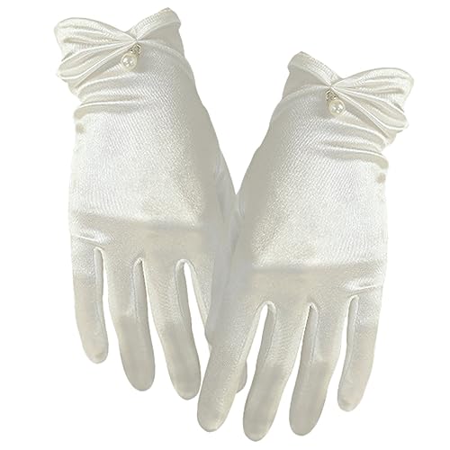 1 Pair Elegant Satin Gloves for Women Bridal Wedding Chic Mesh Design for Dance Parties Special Occasions Fits All Comfortable Eye Catching Accessory