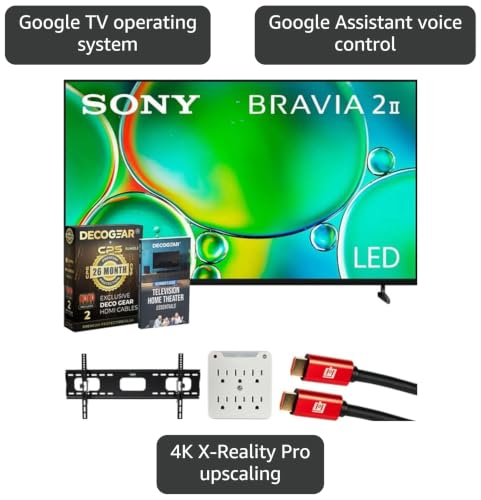 Image of Sony K65S20M2 BRAVIA 2 II 65 inch 4K HDR Smart LED TV 2025 Bundle with CPS Exclusive 26 Month Protection, Wall Mount, 2X HDMI Cables, Surge Adapter & Deco Gear Complete Home Theater Beginner's Guidebook