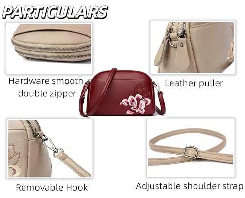 Women's Crossbody Bag With Peony Embroidery-Adjustable Shoulder Purse, Lightweight Satchel Handbag.3