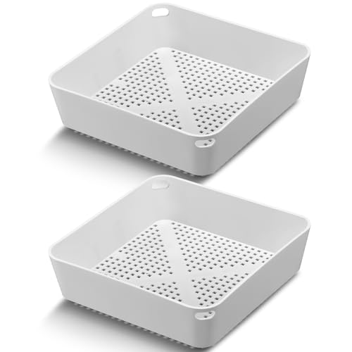 Tuanse 2 Pcs 8.5 x 8.5 x 2.5 Inch Floor Sink Drain Covers Commercial Plastic Floor Drain Strainer Plastic Drains Screen Basket Suitable for Commercial Kitchen Restaurant Diner Cafe