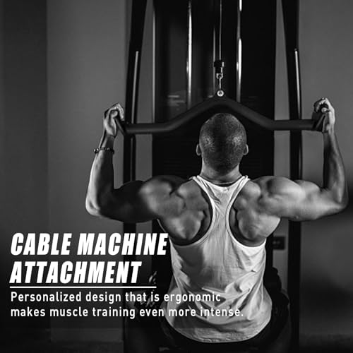 Image of BLUSLM Lat Pull Down Bar T bar Row Attachment, V Bar Tricep Lat Pulldown Attachments, Back Strength Training Bar for Home Gym Exercise Cable Machine Attachments