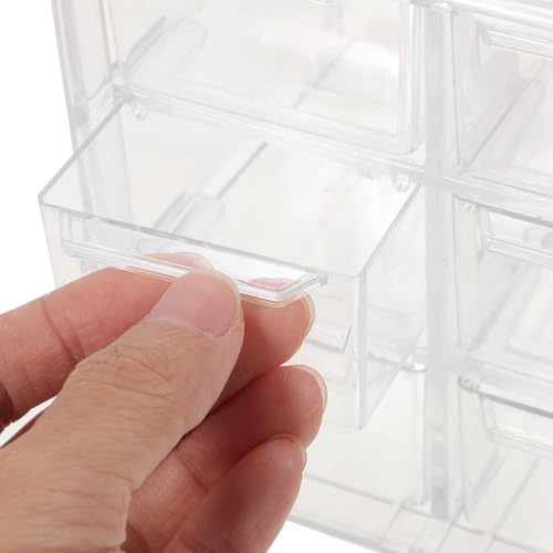 Image of Transparent Desktop Storage Box with 6 Drawers Stackable Plastic Organizer for Makeup Office Supplies and Jewelry Storage 4.84 * 3.93 * 4.72in
