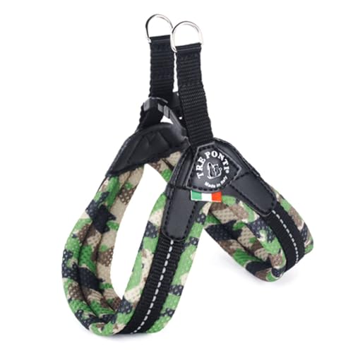 Tre Ponti Geschirr Easy Fit Soft Mesh mit Click Verschluss in div. Farben und Größen, Farbe:Camouflage grün, Größe:Gr 4. / 49-52 cm/bis 14kg