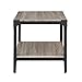 Walker Edison Declan Urban Industrial Iron Rustic Square Solid Wood Side End Coffee Accent Table, Set of 2, Driftwood