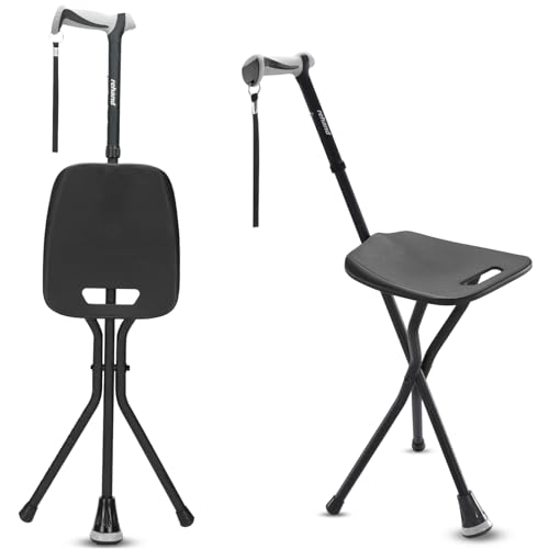 REHAND Walking Cane with Seat,Lightweight Foldable, Adjustable, Collapsible Canes with Stool for Men...