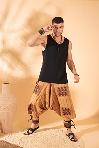 Image of The Veshti Company Hipie Harem Pants for Men Cotton Low Crotch Printed Baggy Bohemian Yoga Pajama Pant (Regular Fit)