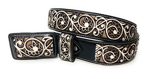 Men's Engraved Western Belt Cinto Charro Grabado Vaquero Leather Belt2