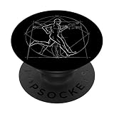 Funky Vitruvianischer Mensch Läufer Anatomie Zeichnung PopSockets PopGrip: Ausziehbarer Sockel und Griff für Handys/Tablets mit Tauschbarem Top