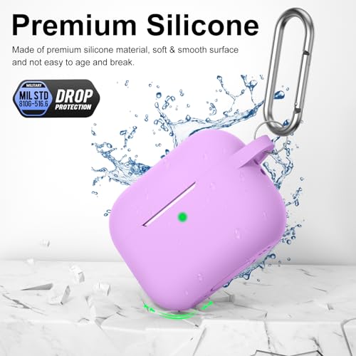 Image of for AirPods Pro 2nd 1st Generation Case Cover with Keychain, Protective Soft Silicone Skin Accessories for Apple AirPods Pro Charging Case 2022 /2019, Front LED Visible, Light Purple