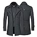 Xiart Wintermantel Herren Lang Slim Fit Mantel Winter Grau Business Kapuze Mantel Herren Wolle Wollmantel Herren Langer Trenchcoat Mantel Windbreaker Warm Wolle Mantel