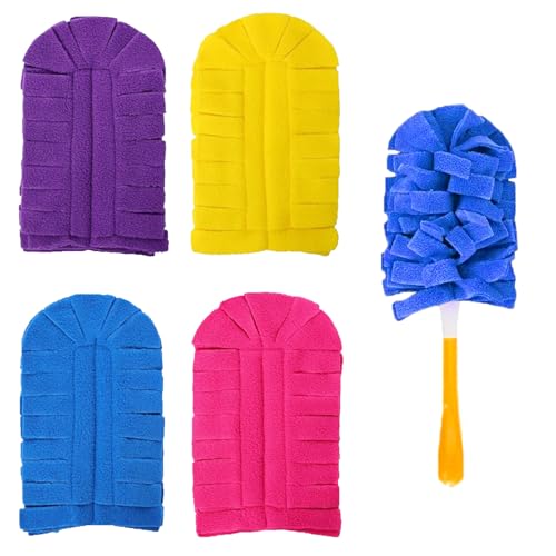 4 recambios de plumeros esponjosos, plumeros de microfibra para recambio de plumero, imán de polvo flash para limpieza, plumero eficiente para recambios de plumero Swiffer, plumero reutilizable en un