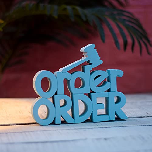 Image of NUKKAD TALES Order Order Blue Showpiece Home Decor Items Office Decoration Items for Office Table Birthday Gift Items Gifts for Lawyers Gift for Advocate (7 x 6 inch)