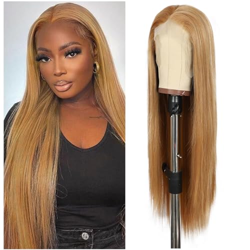 Sapphirewigs 13x6 Brown Straight Lace Front Wigs Long Straight Wig for Women Lace Front Synthetic Hair 150% Density Party Daily Wear Heat Resistant 26inch