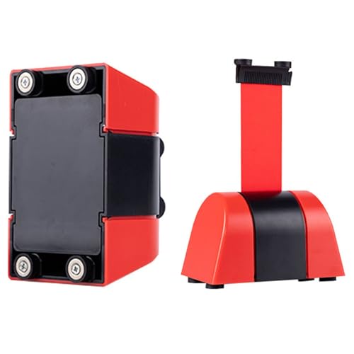 Rusopobe Crowd Control Magnetic Wall Barrier, Retractable Industrial Barricade Barrier High Visibility Red Warning Tape Belt for Indoor and Outdoor Crowd Control Use(Red,2m/6.6ft)