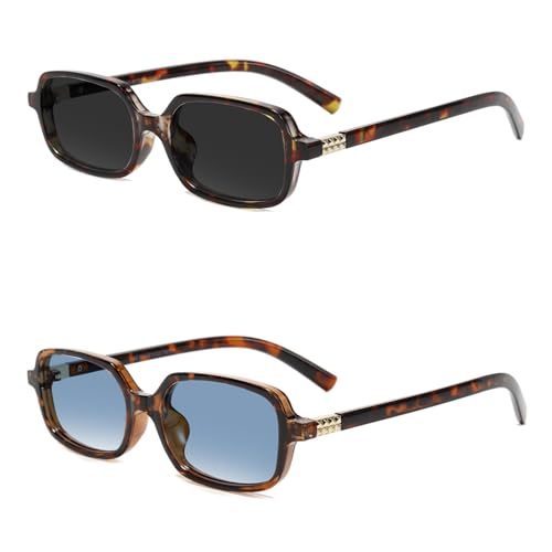 Slocyclub Square Sunglasses for Women Men Retro Rectangular Sun Glasses, Trendy Sunnies Vintage Sun Shades