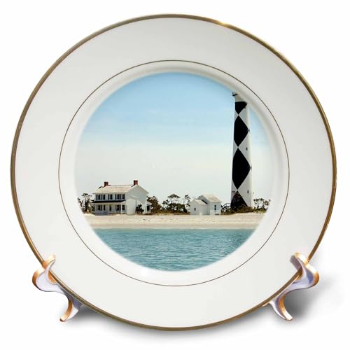 3dRose cp_93274_1 North Carolina, Cape Lookout Lighthouse-Us34 Lse0035-Lynn Seldon-Porcelain Plate, 8-Inch