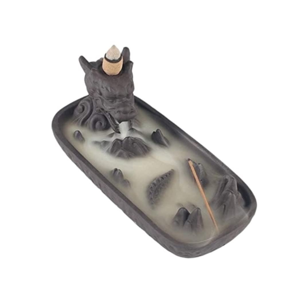 Räuchergefäß Yoga Creative Smoke Backflow Weihrauchbrenner Weihrauchhalter Keramik Dragon Räuchergefäß Home Decor Aromatherapie(B)