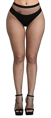 Henwarry Women's Fishnet Stockings Thigh High Wide Fishnet Tights