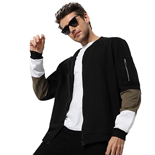 Image of CAHOOT Men's Dark Blue Zip-Front Hoodie with Contrast Drawstring for Casual Wear | Long Sleeve | Hooded Neck | Zipper Closure | Cotton Sweatshirt Crafted with Comfort Fit for Everyday Wear