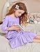 Arshiner Girls Nightgowns Long Sleeve Pajama Dress Cute Ruffle Sleepwear Soft Night Gowns Light Purple 5-6 Years