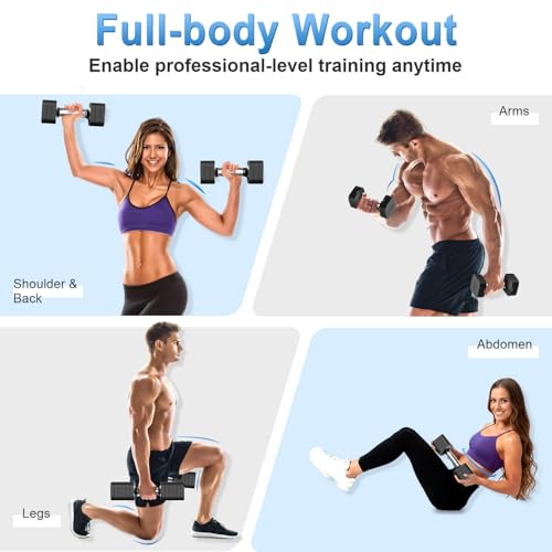 Image of Hezeyferg 30.8LB Adjustable Dumbbell Set, Hand Weights Set for Home Gym | Each Adjustable Weight Dumbbell with 6 Levels 4.4 /6.6 /8.8 /11 /13.2 /15.4lb, for Women /Men Full Body Workout